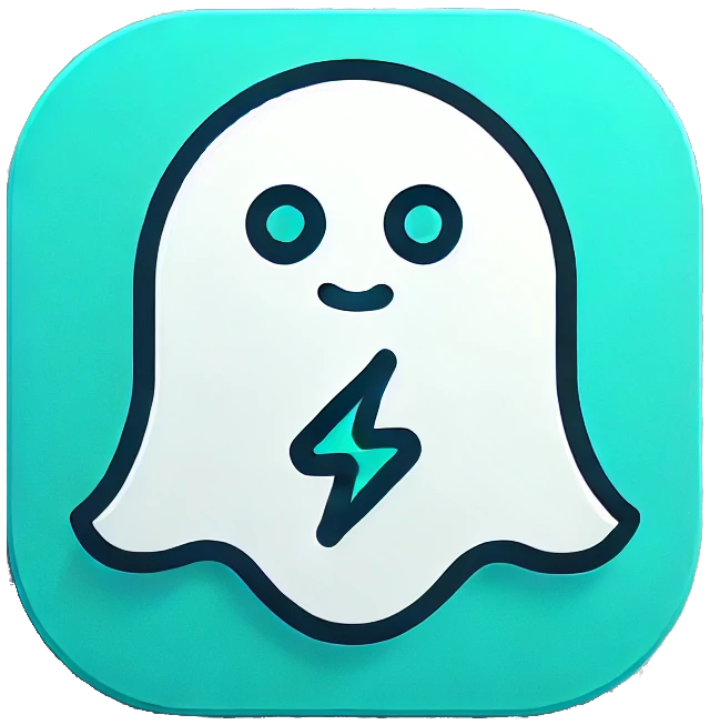 Ghostype Logo - A friendly ghost with a lightning bolt